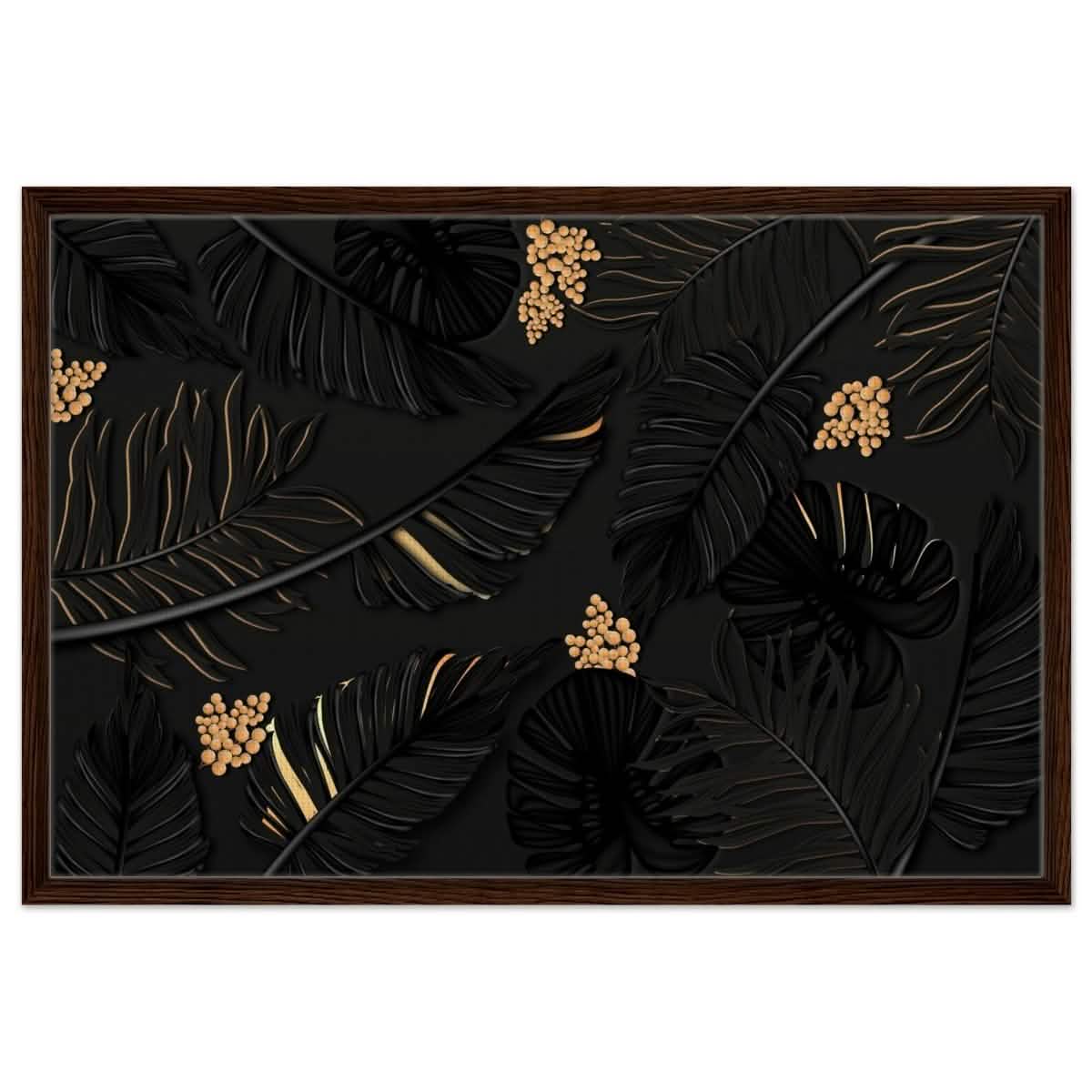 Da Vinci Wall art Print | Eclectic Expressions | Contemporary | Gold and Black - Framed Canvas - 60x90 cm / 24x36″ - Dark wood frame