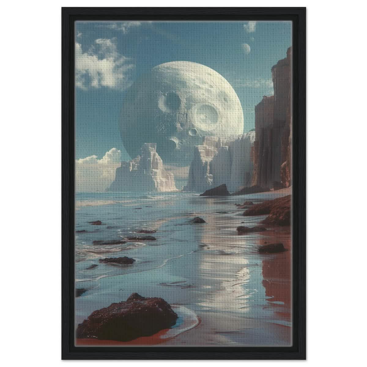 Da Vinci Wall art Print | Eclectic Expressions | Nature | Moon - Framed Canvas - 40x60 cm / 16x24″ - Black frame