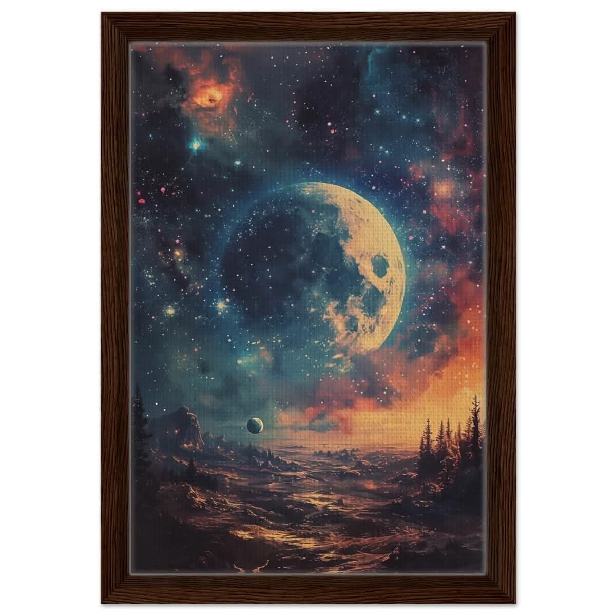 Da Vinci Wall art Print | Eclectic Expressions | Nature | Moon - Framed Canvas - 30x45 cm / 12x18″ - Dark wood frame