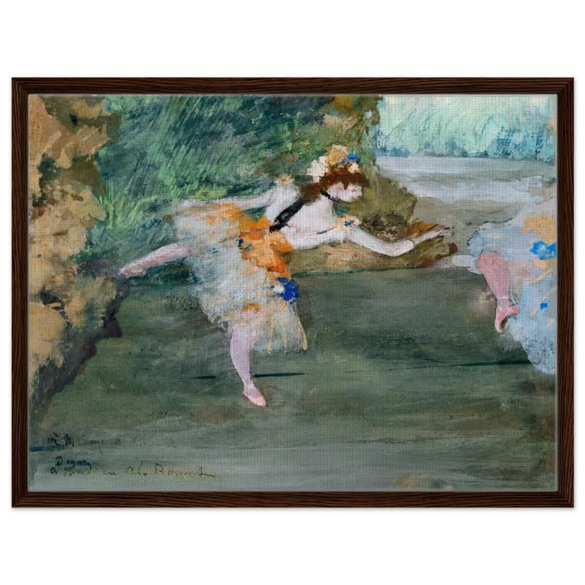 Dancer Onstage by Edgar Degas (1872–1882) | wall art print - 60x80 cm / 24x32″ - Framed Canvas - Dark wood frame