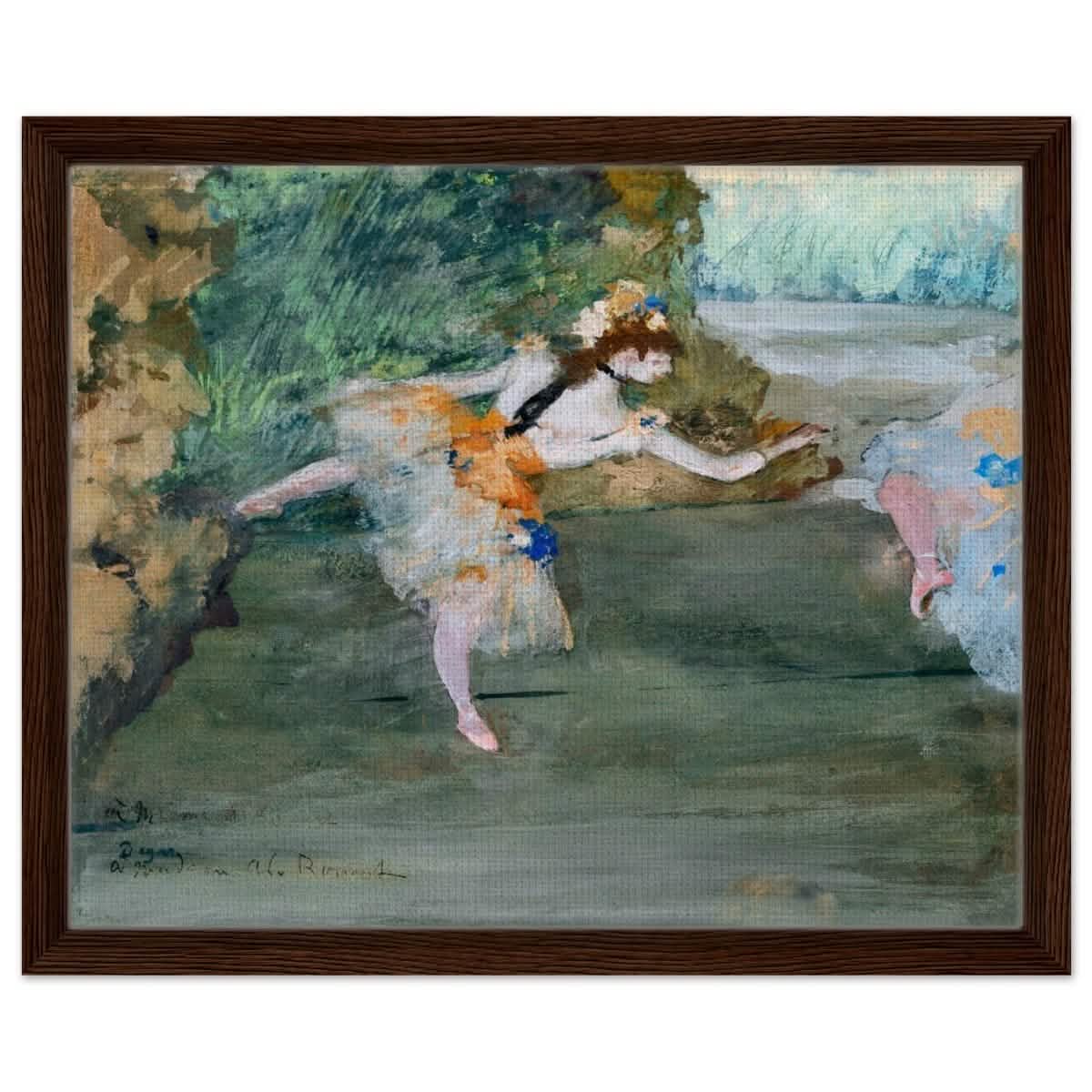Dancer Onstage by Edgar Degas (1872–1882) | wall art print - 40x50 cm / 16x20″ - Framed Canvas - Dark wood frame