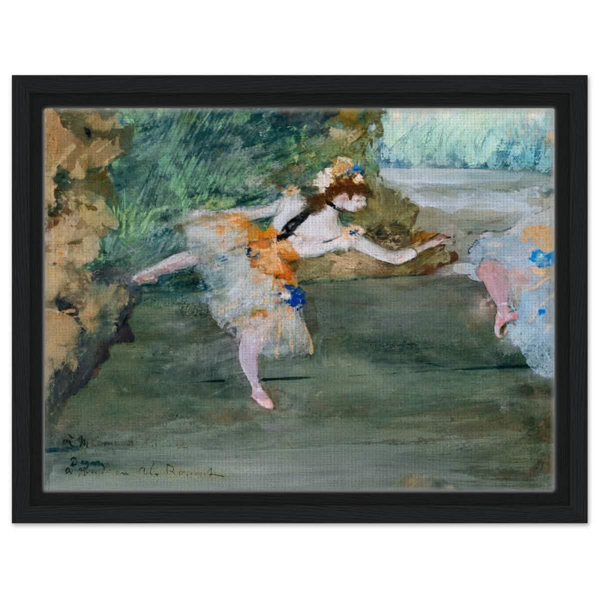 Dancer Onstage by Edgar Degas (1872–1882) | wall art print - 30x40 cm / 12x16″ - Framed Canvas - Black frame