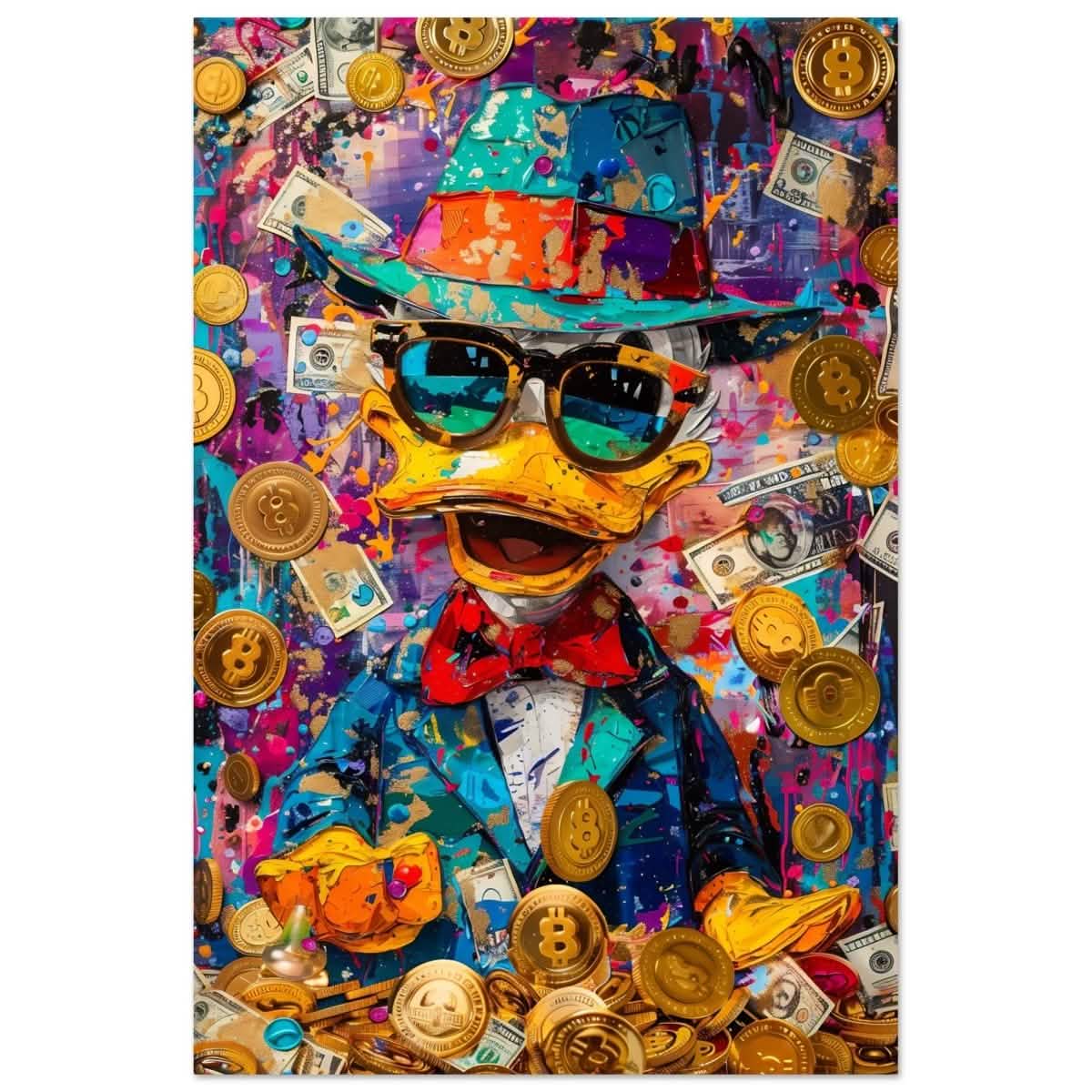 Dapper Duck Dollars | Contemporary Pop Culture Art print - Aluminum Print - 30x45 cm / 12x18″ -