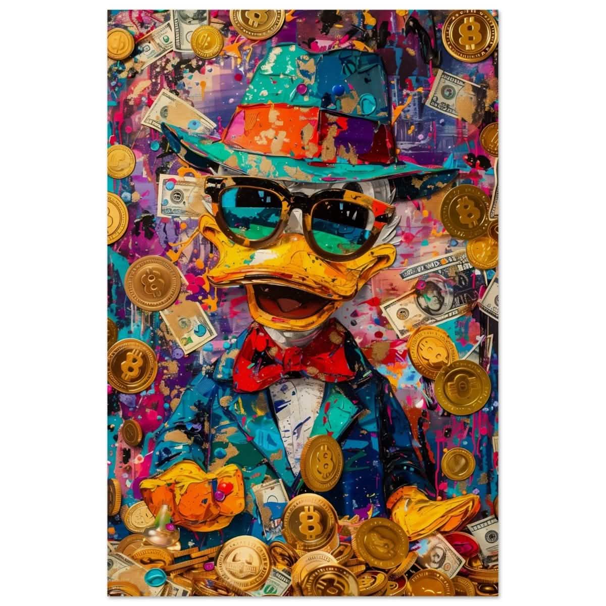 Dapper Duck Dollars | Contemporary Pop Culture Art print - Wood Prints - 30x45 cm / 12x18″ -