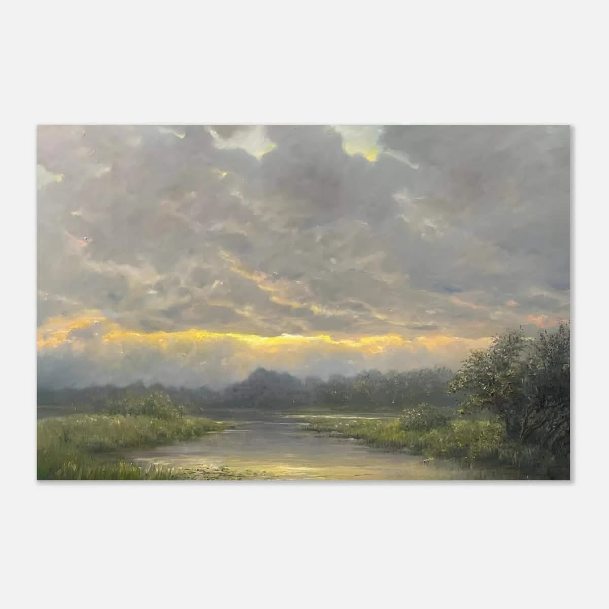 "Dawn’s Embrace" Tranquil Riverland Landscape Wall Art Print - Aluminum Print - 40x60 cm / 16x24″ -
