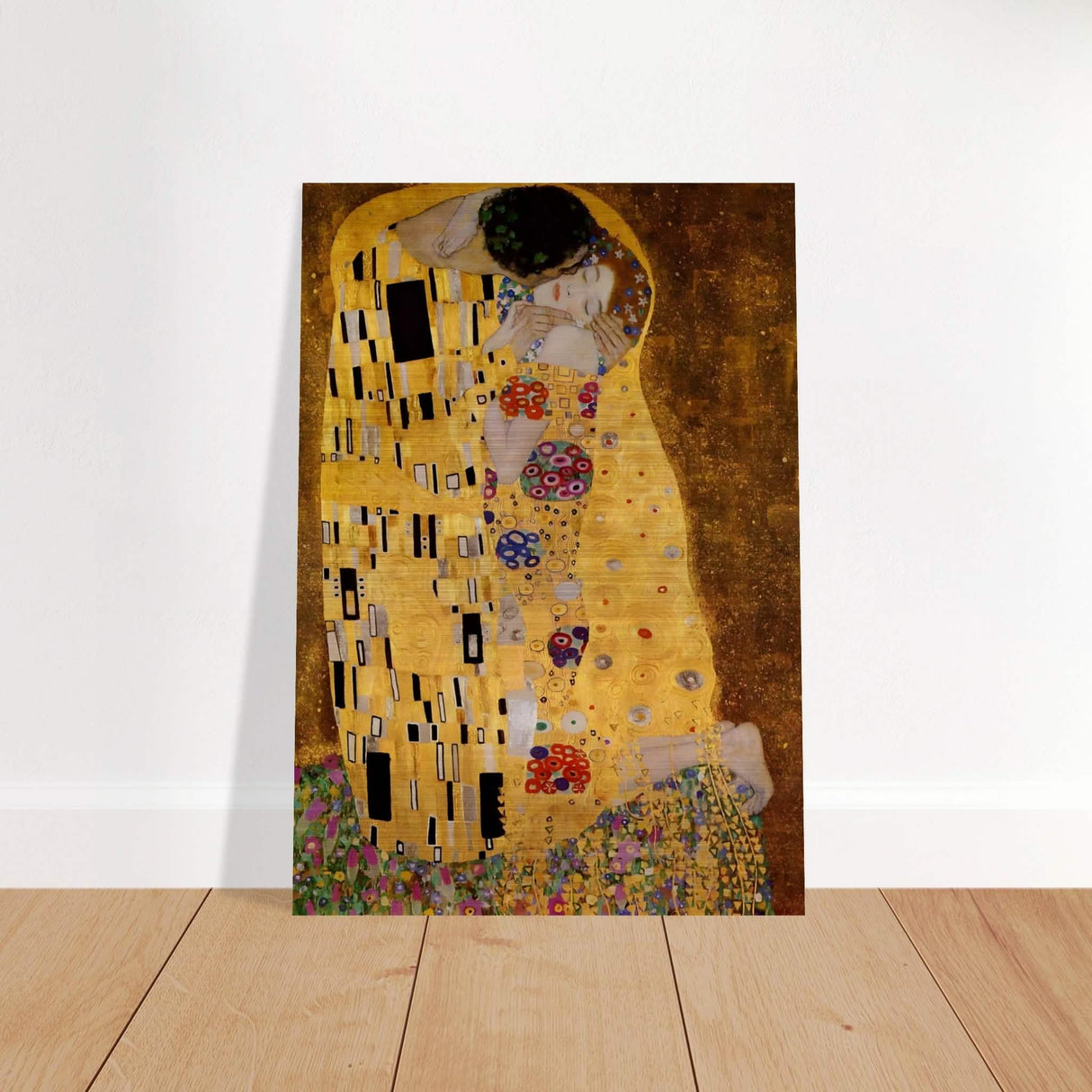 Der Kuss : The Kiss by Gustav Klimt 1908 | vintage wall art print - Brushed Aluminum Print - 70x100 cm / 28x40″ -