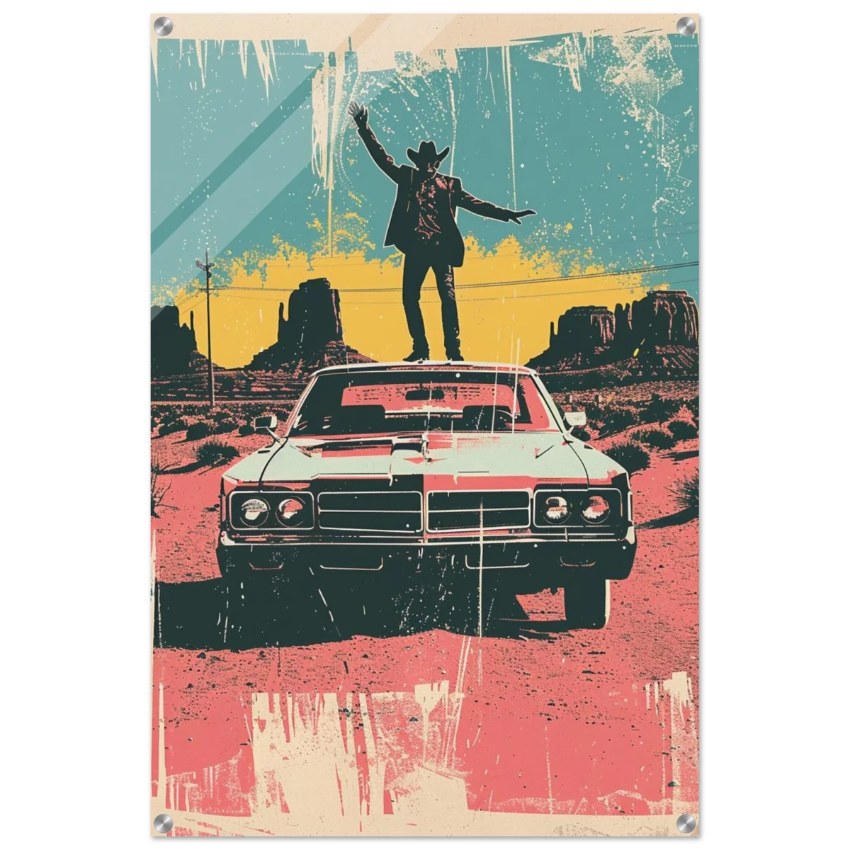 "Desert Swagger" – Retro Western Pop Art Print - Acrylic Print - 60x90 cm / 24x36″ -