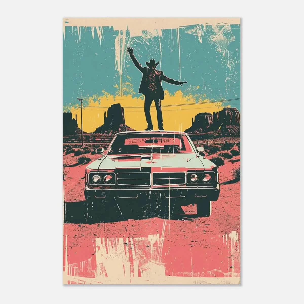 "Desert Swagger" – Retro Western Pop Art Print - Aluminum Print - 60x90 cm / 24x36″ -