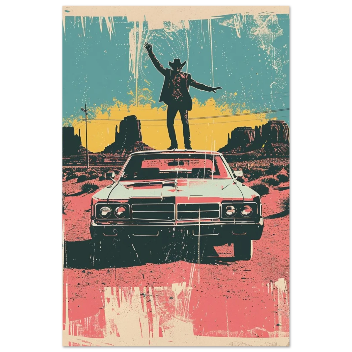 "Desert Swagger" – Retro Western Pop Art Print - Fine Art Poster - 40x60 cm / 16x24″ -