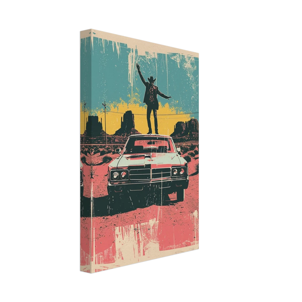 "Desert Swagger" – Retro Western Pop Art Print - Canvas - 20x30 cm / 8x12″ -
