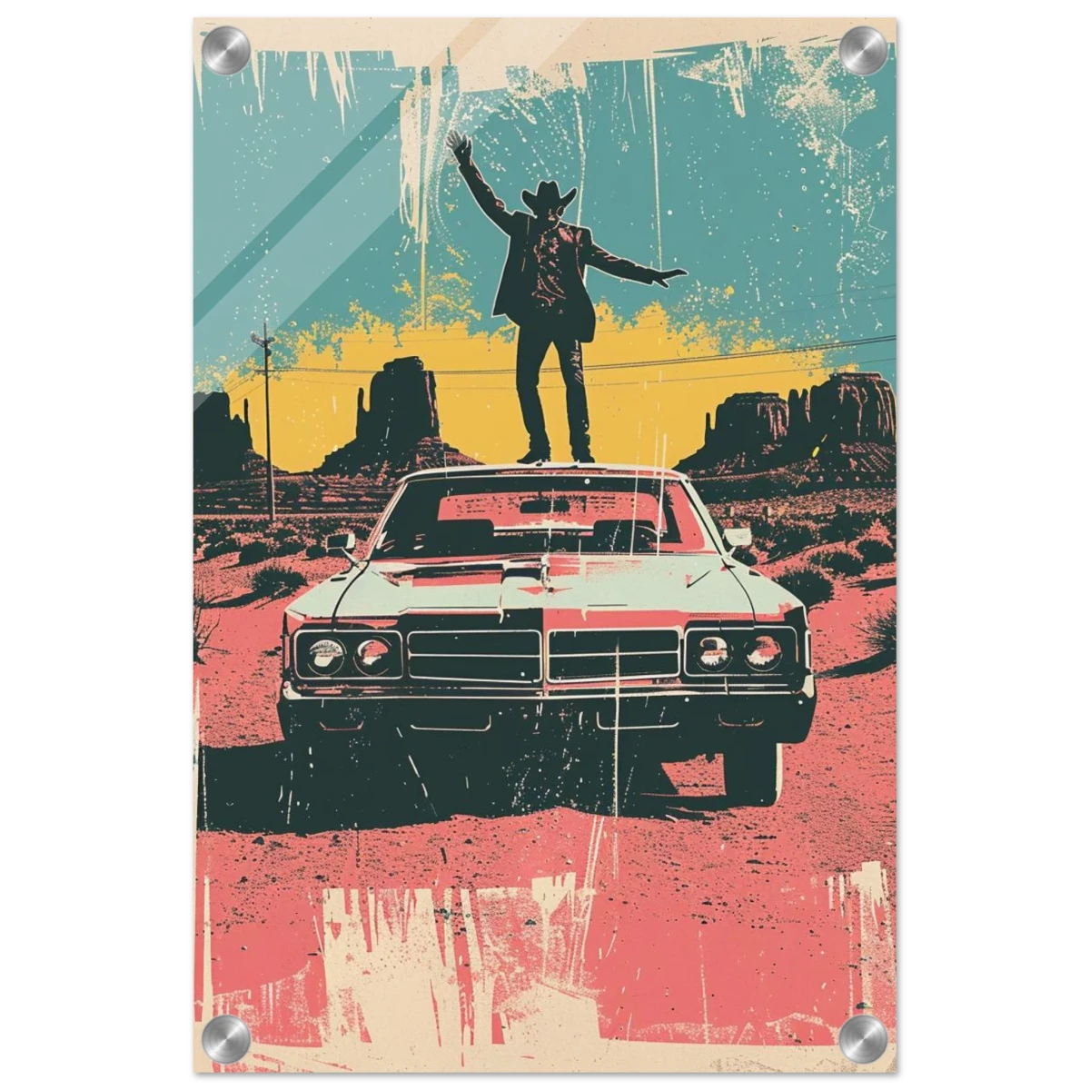 "Desert Swagger" – Retro Western Pop Art Print - Acrylic Print - 30x45 cm / 12x18″ -