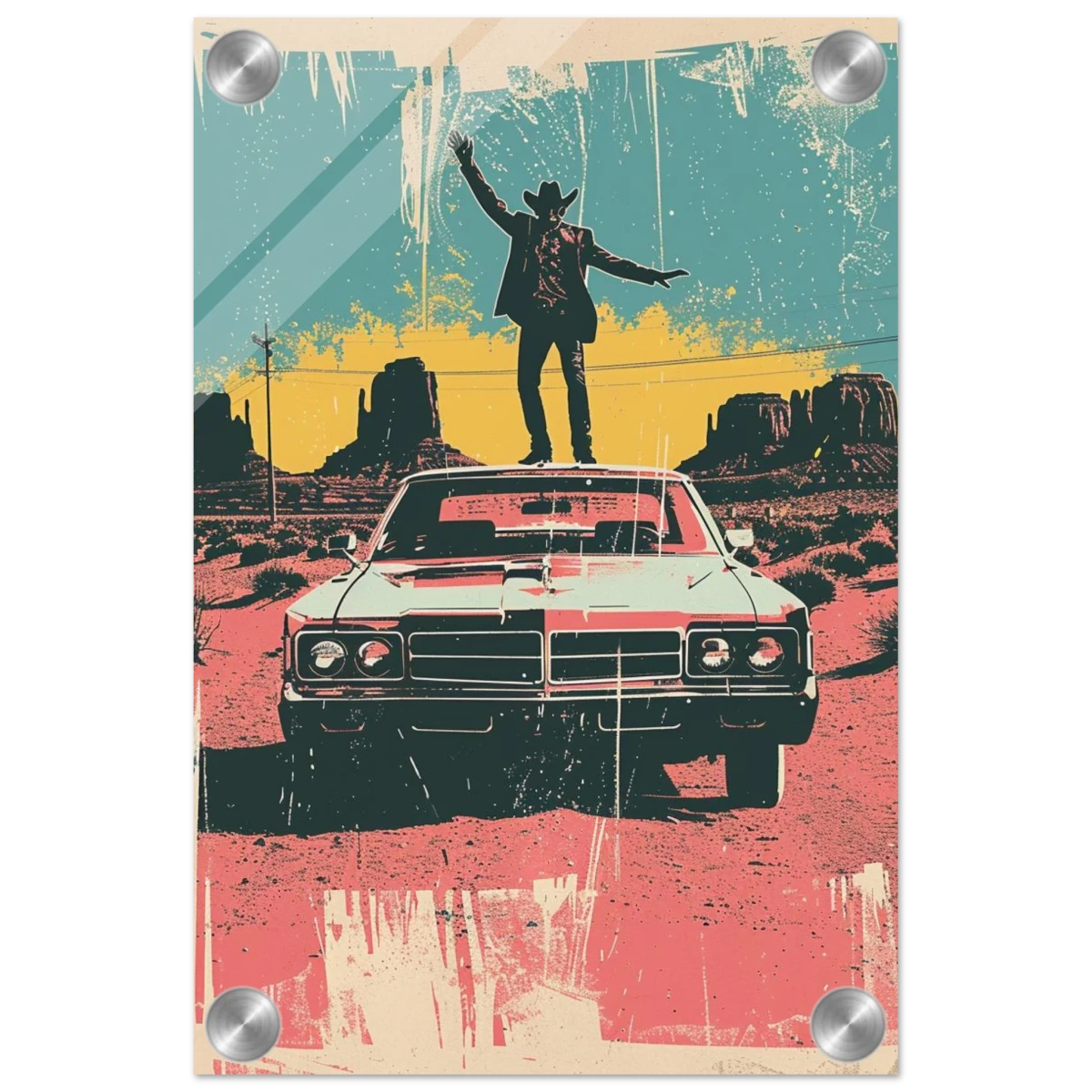 "Desert Swagger" – Retro Western Pop Art Print - Acrylic Print - 20x30 cm / 8x12″ -