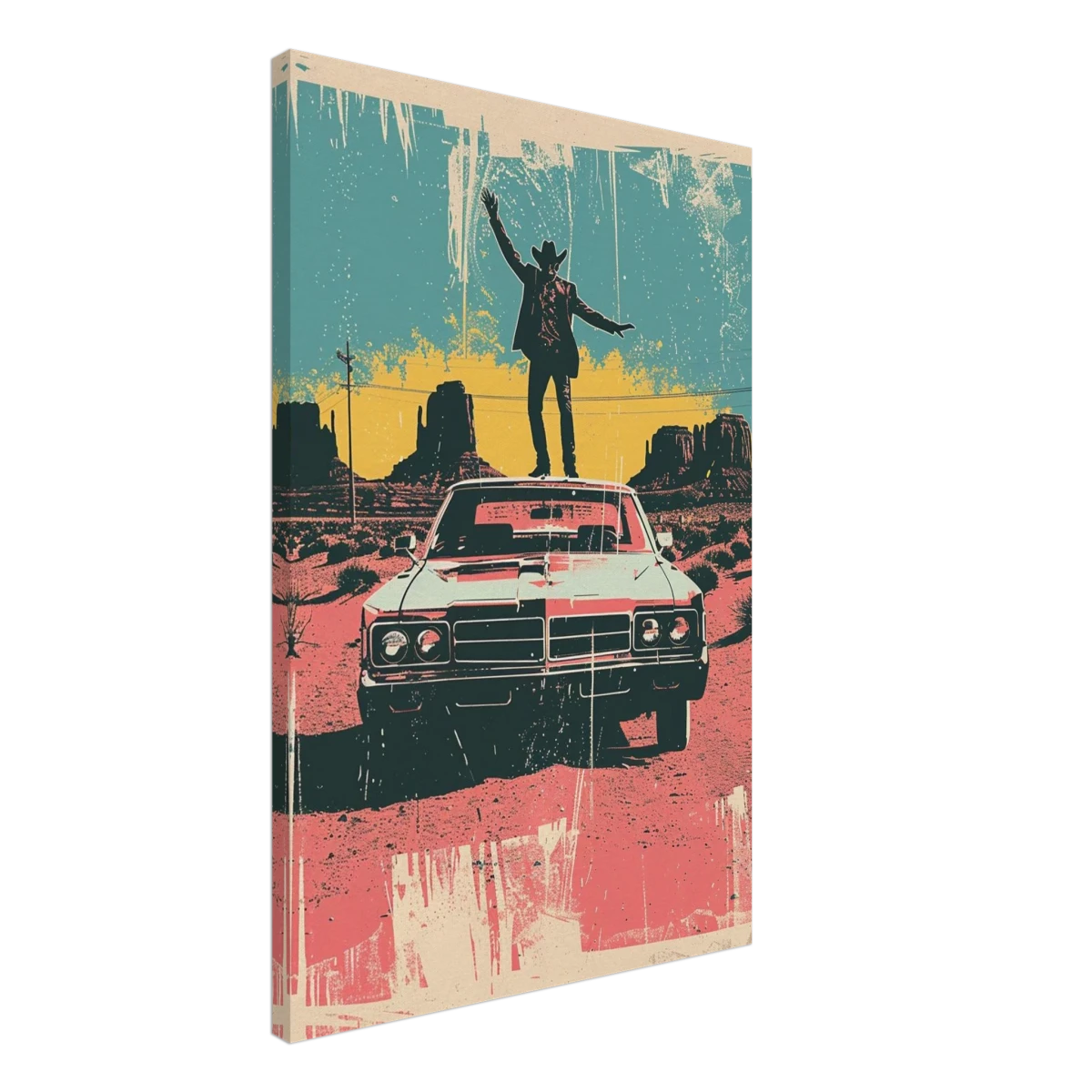 "Desert Swagger" – Retro Western Pop Art Print - Canvas - 50x75 cm / 20x30″ -