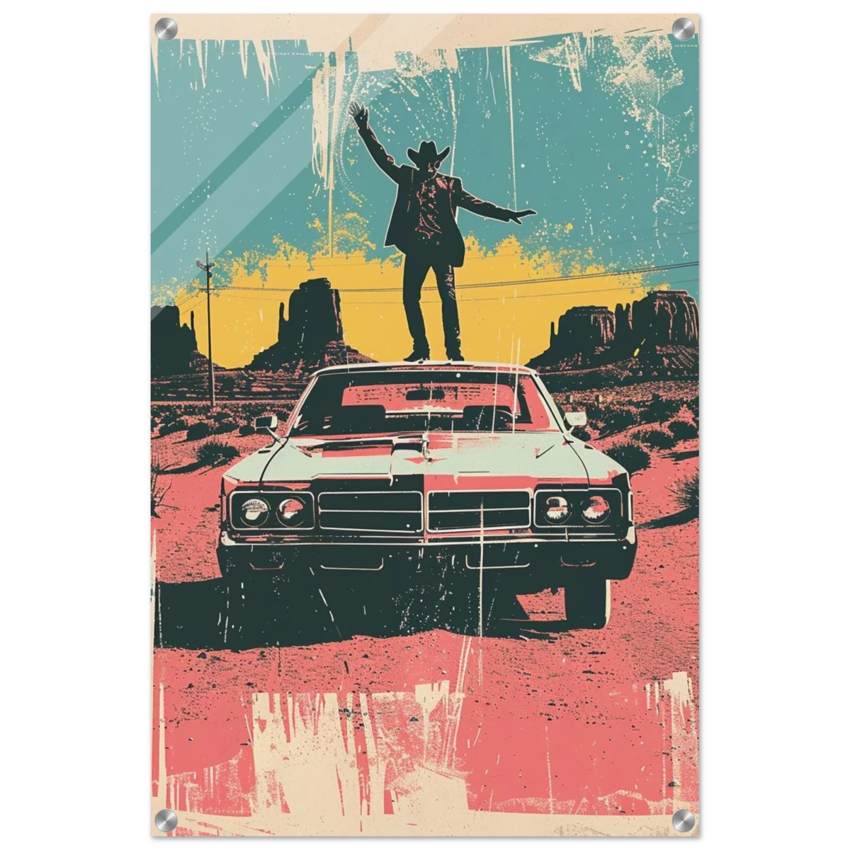 "Desert Swagger" – Retro Western Pop Art Print - Acrylic Print - 50x75 cm / 20x30″ -