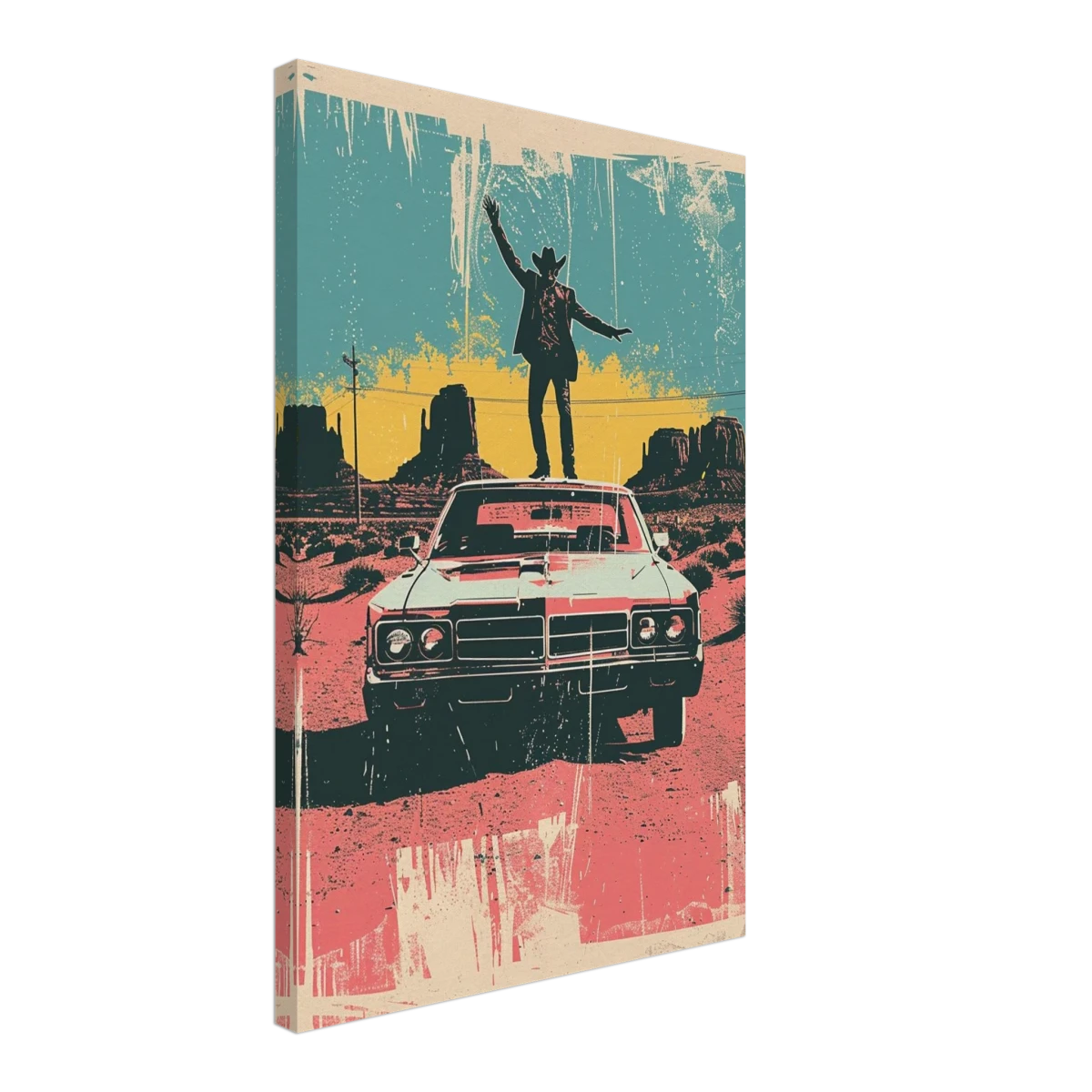 "Desert Swagger" – Retro Western Pop Art Print - Canvas - 40x60 cm / 16x24″ -