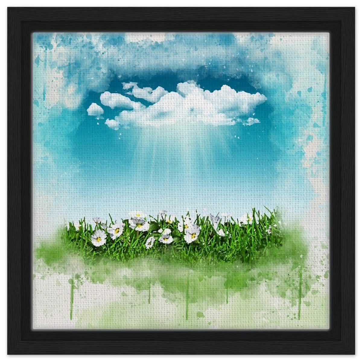 Digital Art | Nature art | Square print - 30x30 cm / 12x12″ - Framed Canvas - Black frame