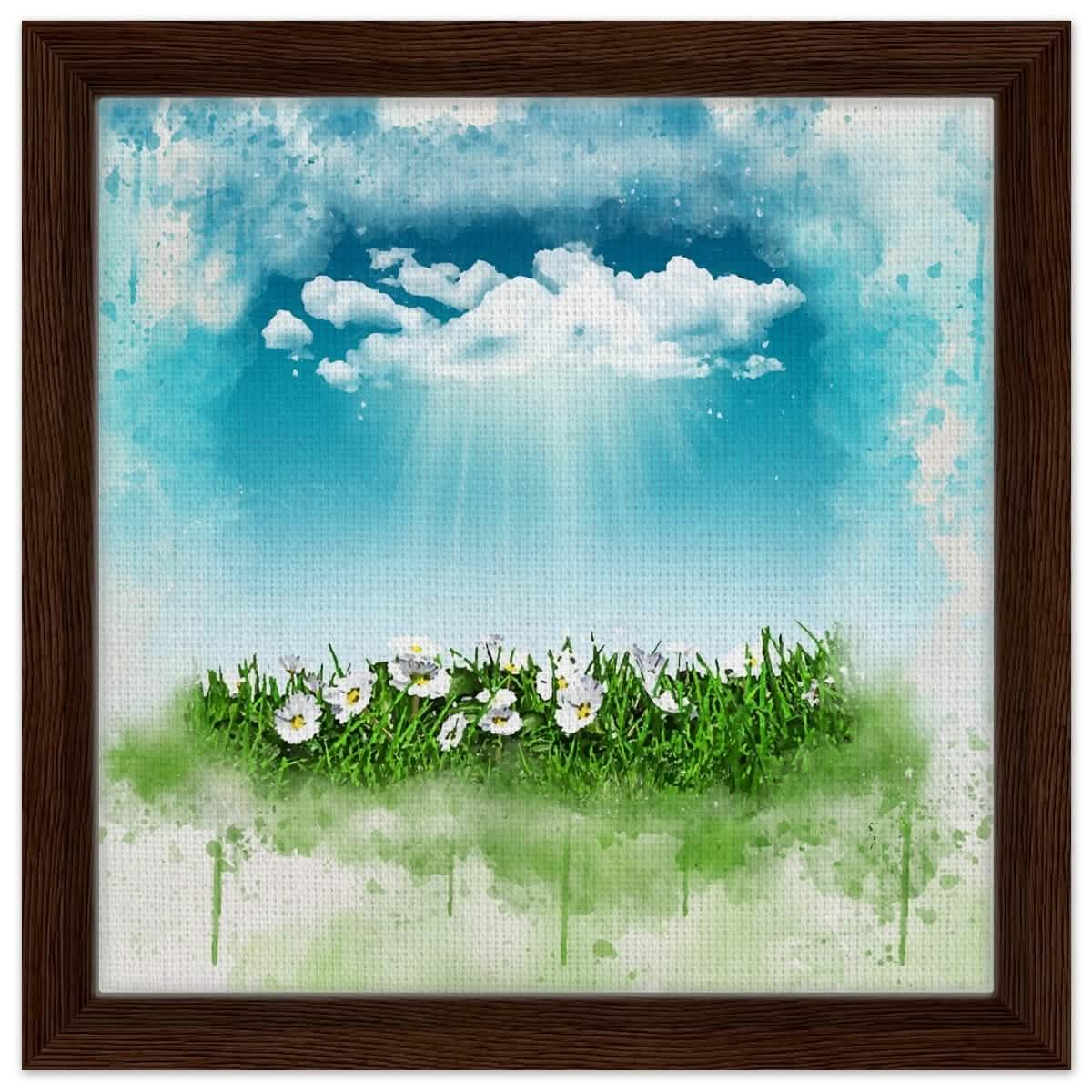 Digital Art | Nature art | Square print - 30x30 cm / 12x12″ - Framed Canvas - Dark wood frame