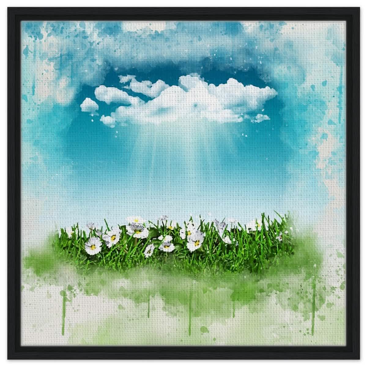 Digital Art | Nature art | Square print - 60x60 cm / 24x24″ - Framed Canvas - Black frame