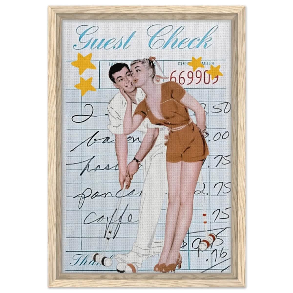 Digital Pop Art wall art print | Guest Check V02 - Framed Canvas - 30x45 cm / 12x18″ - Wood frame