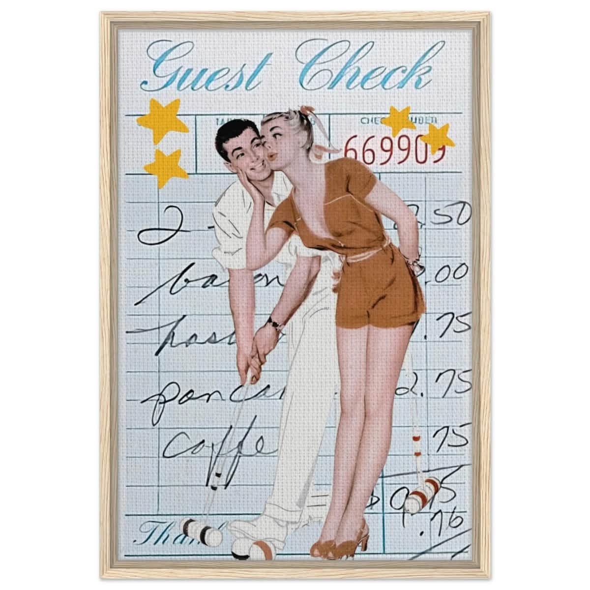 Digital Pop Art wall art print | Guest Check V02 - Framed Canvas - 50x75 cm / 20x30″ - Wood frame