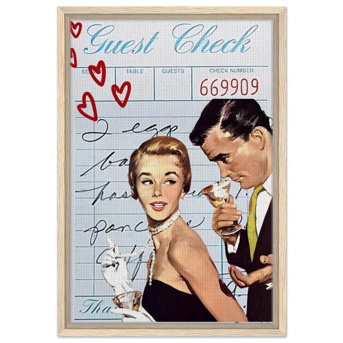 Digital Pop Art wall art print | Guest Check V03 - Framed Canvas - 40x60 cm / 16x24″ - Wood frame