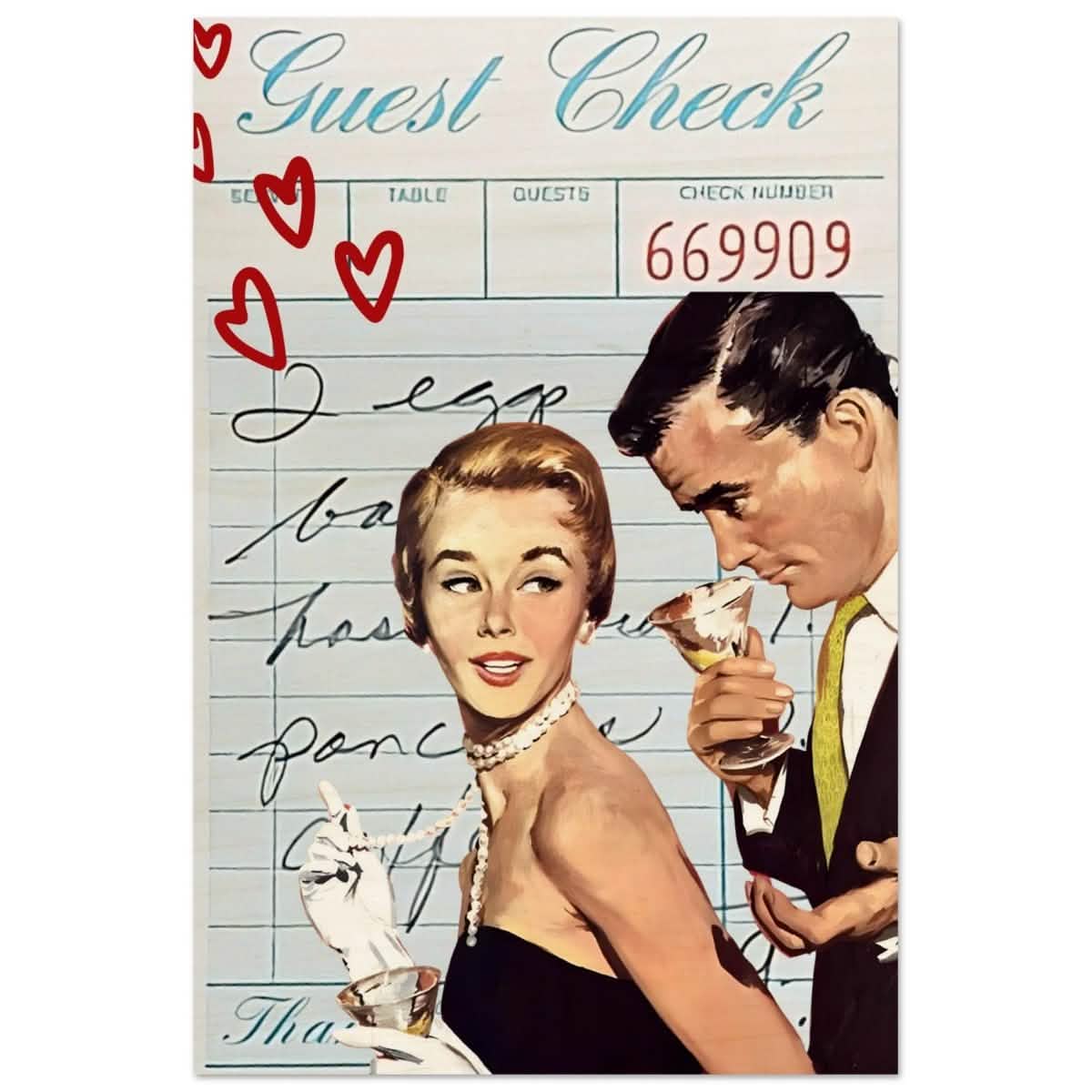 Digital Pop Art wall art print | Guest Check V03 - Wood Prints - 50x75 cm / 20x30″ -