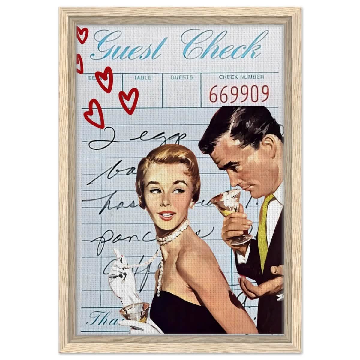 Digital Pop Art wall art print | Guest Check V03 - Framed Canvas - 30x45 cm / 12x18″ - Wood frame