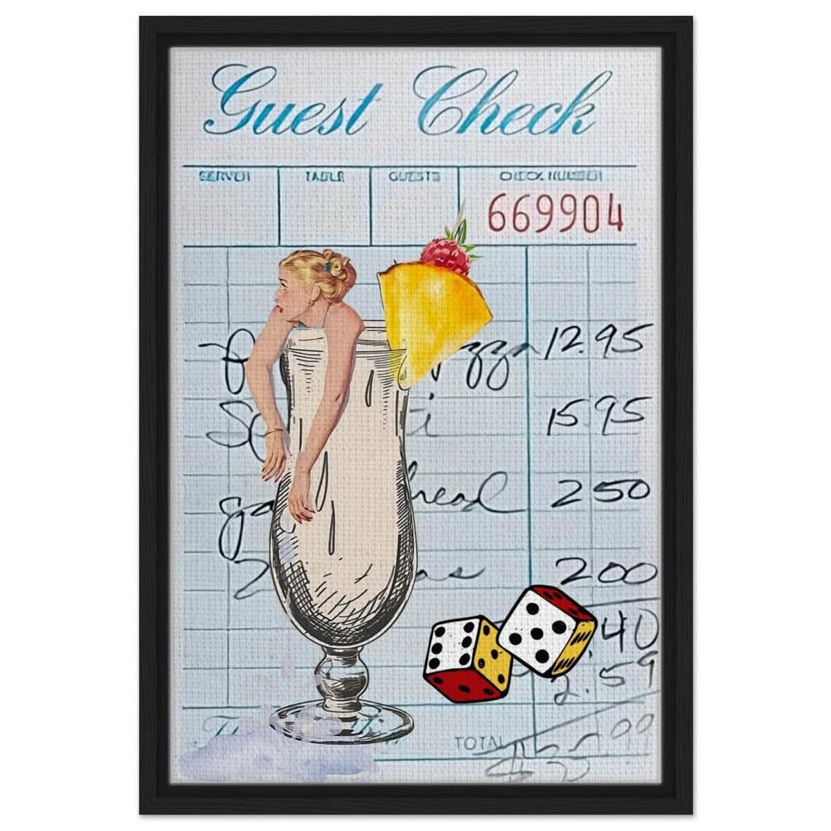 Digital Pop Art wall art print | Guest Check V04 - Framed Canvas - 40x60 cm / 16x24″ - Black frame