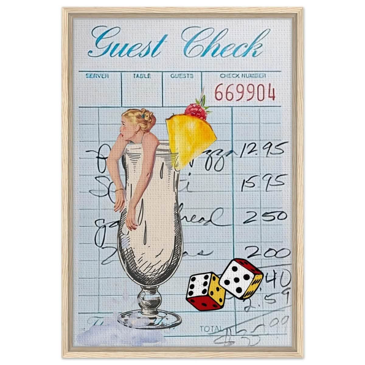 Digital Pop Art wall art print | Guest Check V04 - Framed Canvas - 50x75 cm / 20x30″ - Wood frame