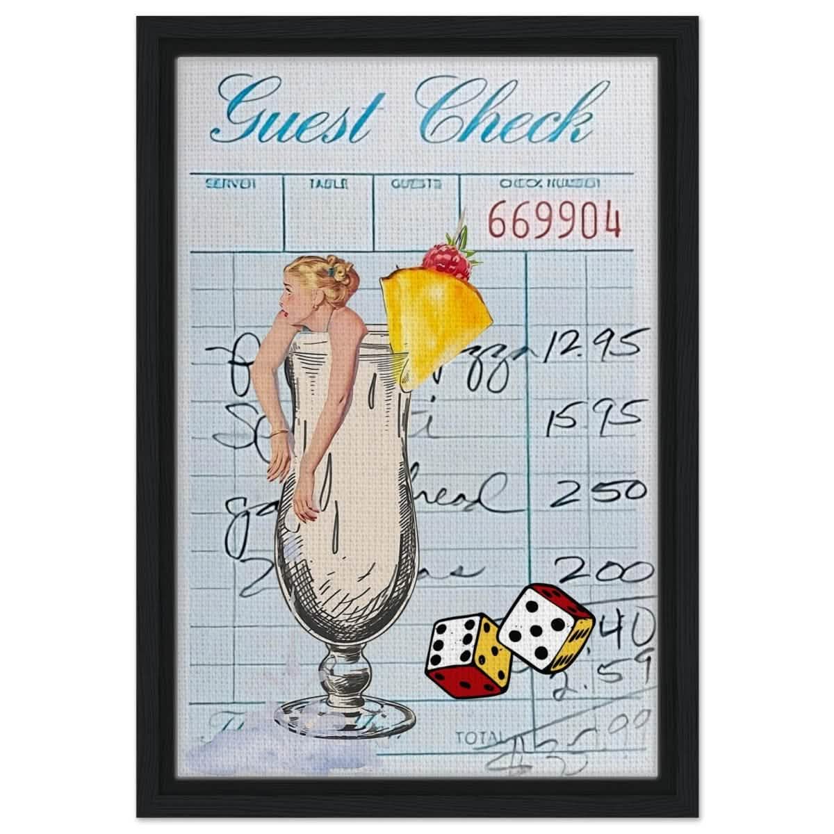 Digital Pop Art wall art print | Guest Check V04 - Framed Canvas - 30x45 cm / 12x18″ - Black frame