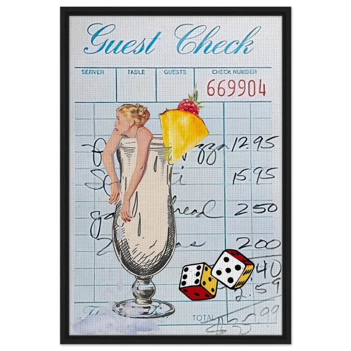 Digital Pop Art wall art print | Guest Check V04 - Framed Canvas - 60x90 cm / 24x36″ - Black frame