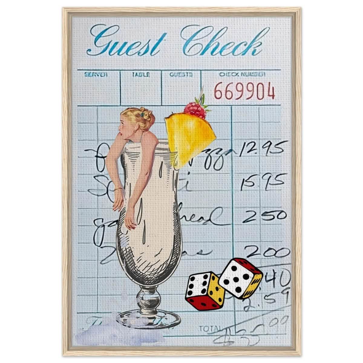 Digital Pop Art wall art print | Guest Check V04 - Framed Canvas - 60x90 cm / 24x36″ - Wood frame