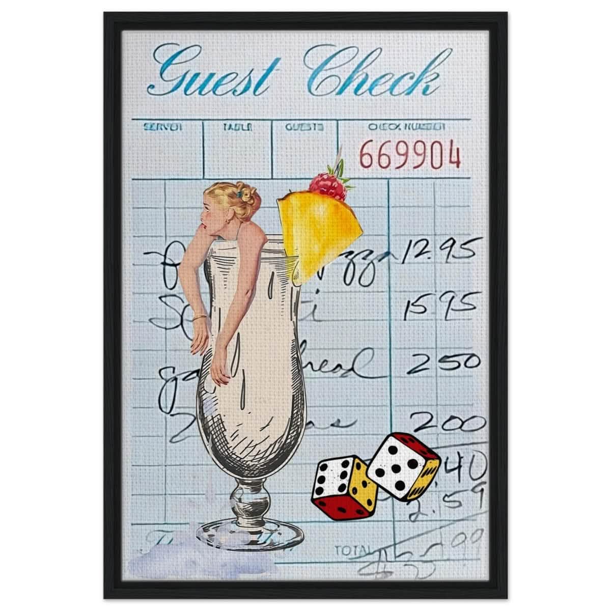 Digital Pop Art wall art print | Guest Check V04 - Framed Canvas - 50x75 cm / 20x30″ - Black frame