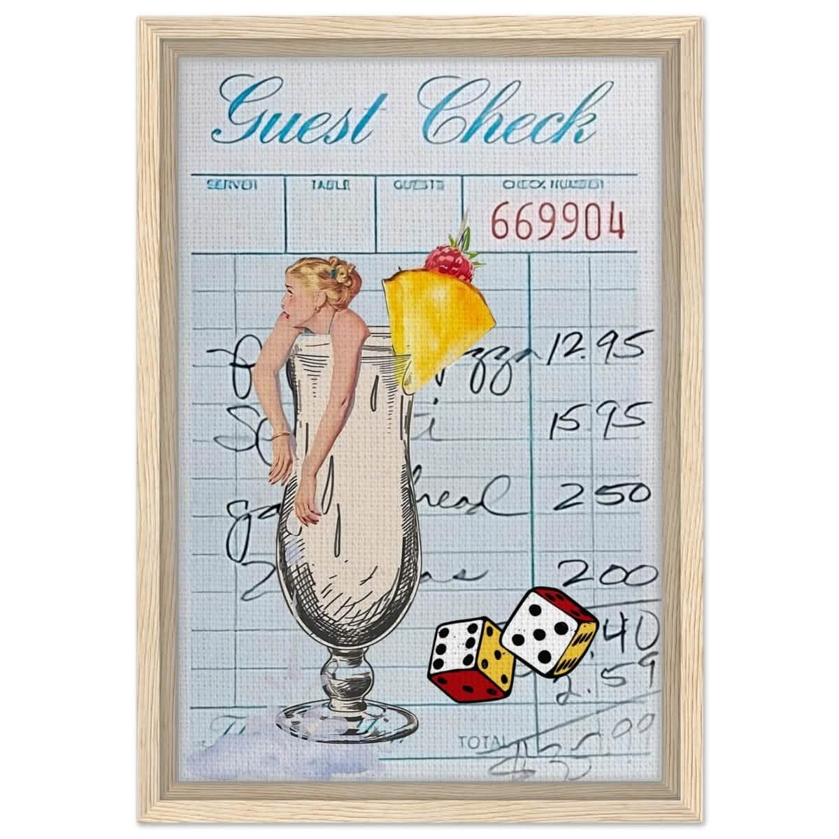 Digital Pop Art wall art print | Guest Check V04 - Framed Canvas - 30x45 cm / 12x18″ - Wood frame