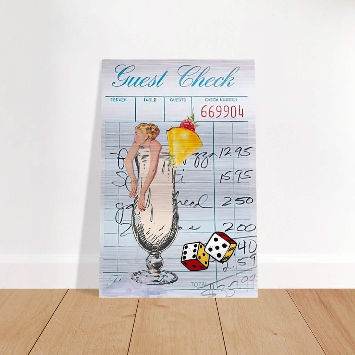 Digital Pop Art wall art print | Guest Check V04 - Brushed Aluminum Print - 30x45 cm / 12x18″ -