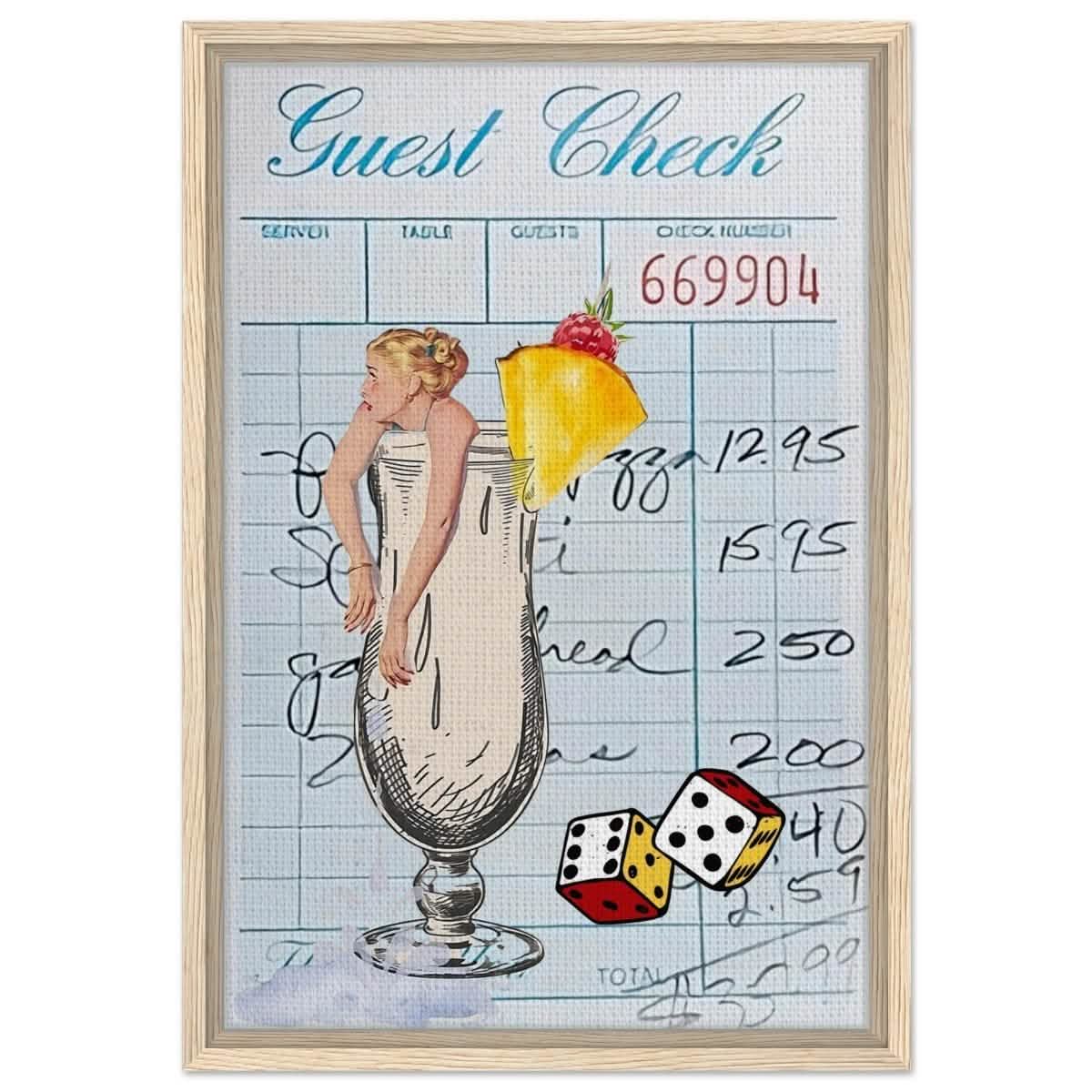 Digital Pop Art wall art print | Guest Check V04 - Framed Canvas - 40x60 cm / 16x24″ - Wood frame