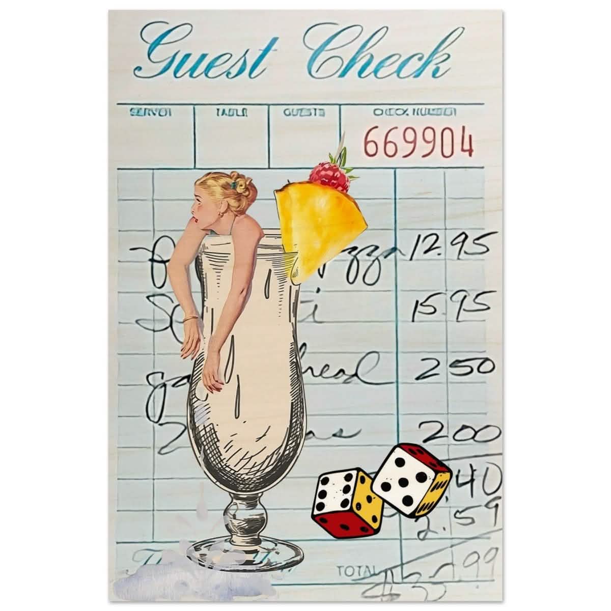Digital Pop Art wall art print | Guest Check V04 - Wood Prints - 60x90 cm / 24x36″ -