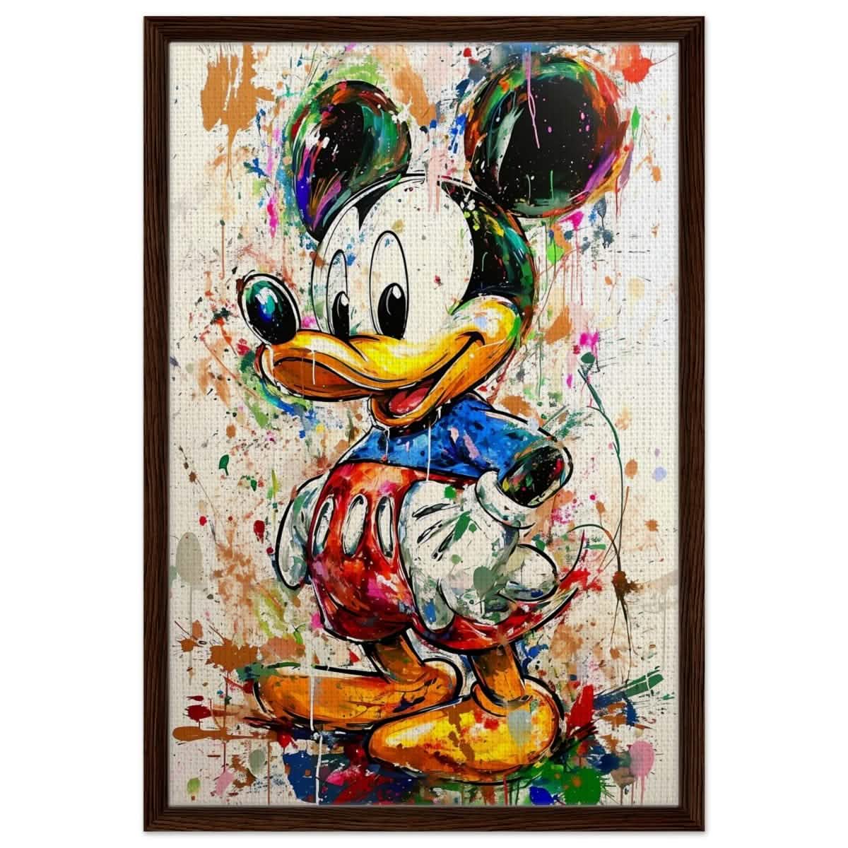 Digital Pop Art wall art print | Mickey Mouse Graffiti | Kid's Room Art Print - Framed Canvas - 50x75 cm / 20x30″ - Dark wood frame