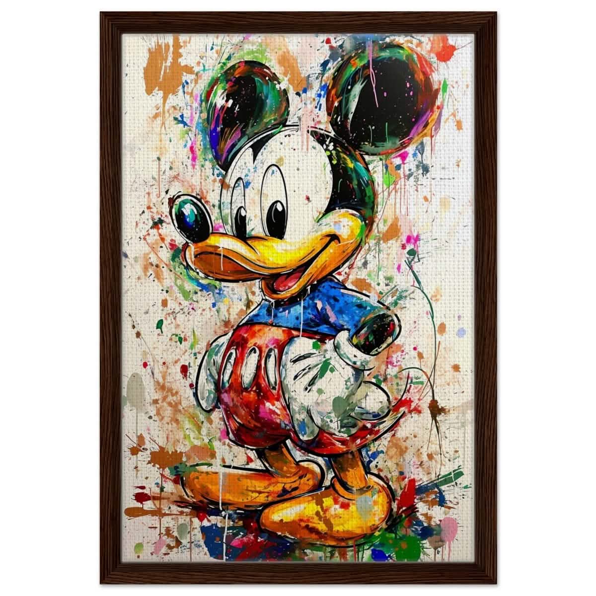 Digital Pop Art wall art print | Mickey Mouse Graffiti | Kid's Room Art Print - Framed Canvas - 40x60 cm / 16x24″ - Dark wood frame
