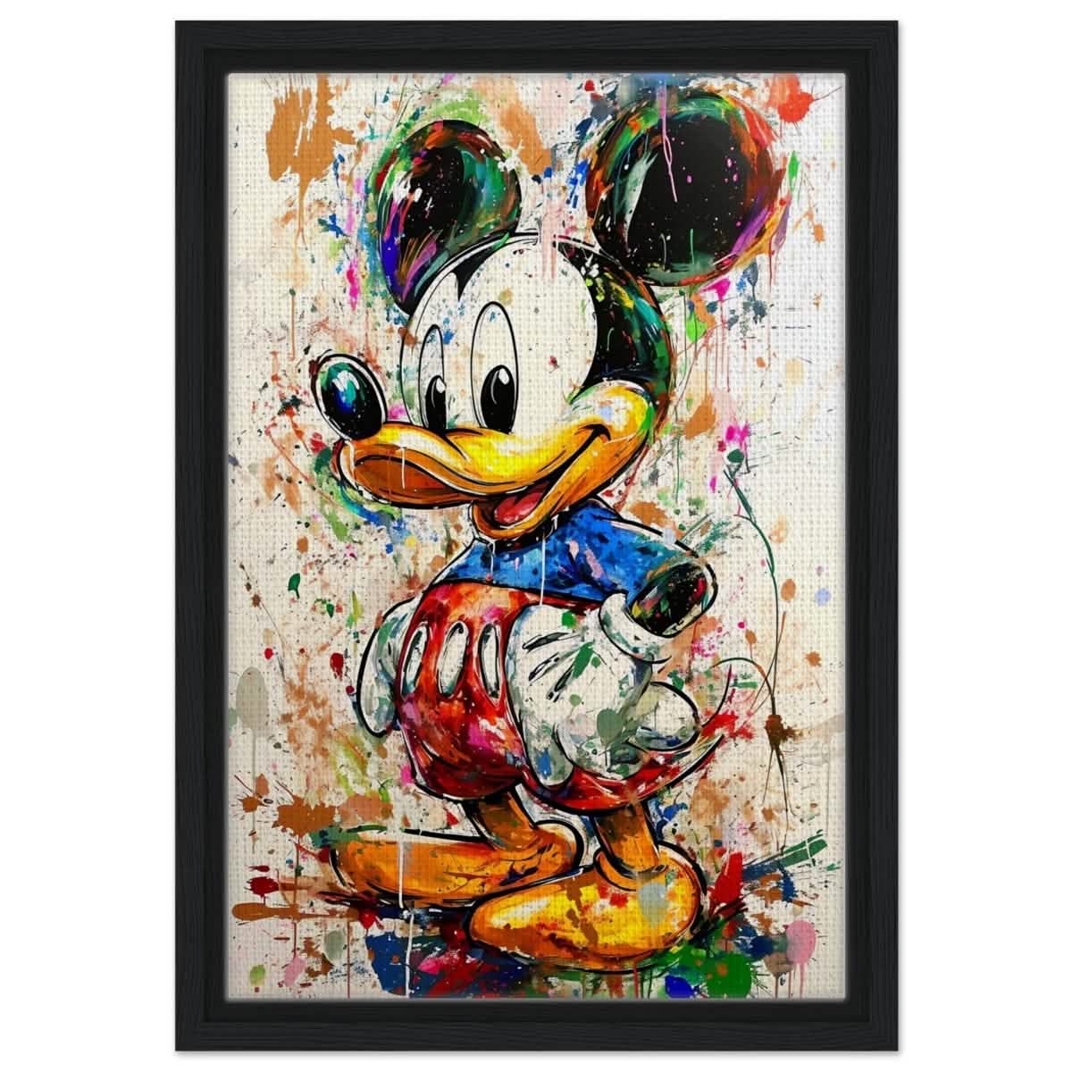 Digital Pop Art wall art print | Mickey Mouse Graffiti | Kid's Room Art Print - Framed Canvas - 30x45 cm / 12x18″ - Black frame
