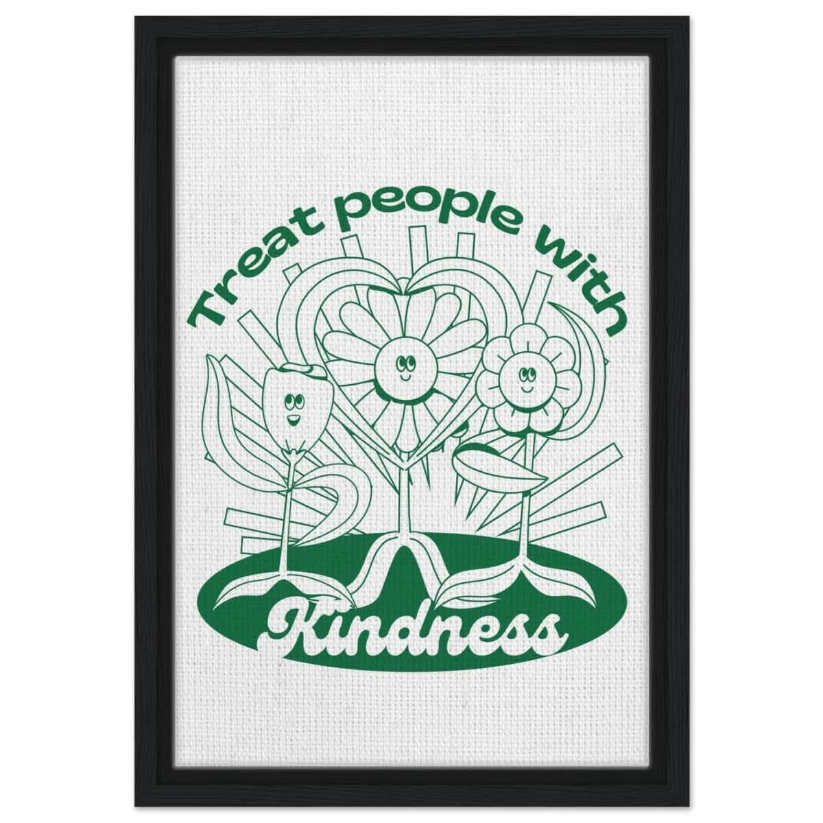 Digital Pop Art wall art print | Treat People With Kindness - Framed Canvas - 30x45 cm / 12x18″ - Black frame