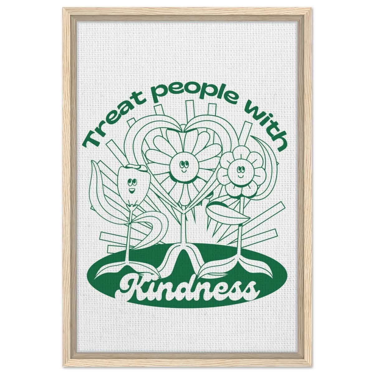 Digital Pop Art wall art print | Treat People With Kindness - Framed Canvas - 40x60 cm / 16x24″ - Wood frame