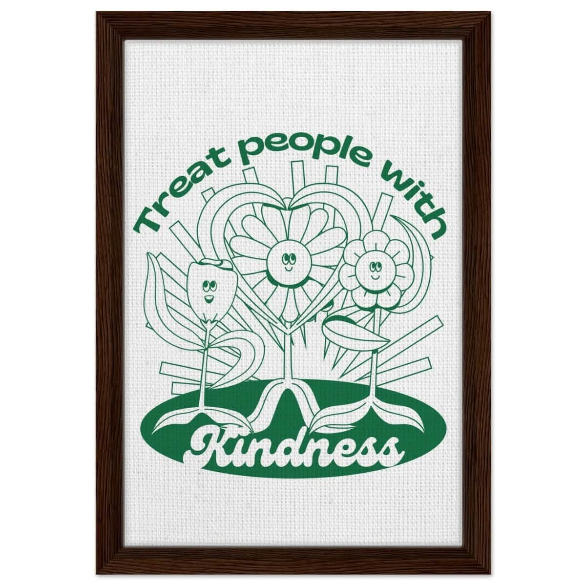 Digital Pop Art wall art print | Treat People With Kindness - Framed Canvas - 30x45 cm / 12x18″ - Dark wood frame
