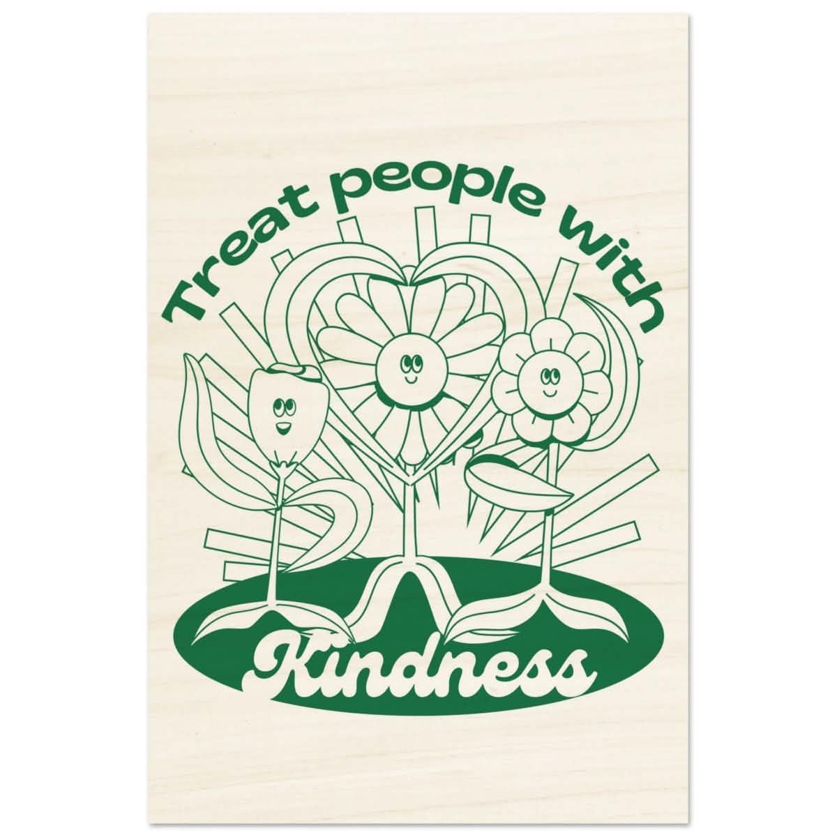 Digital Pop Art wall art print | Treat People With Kindness - Wood Prints - 40x60 cm / 16x24″ -