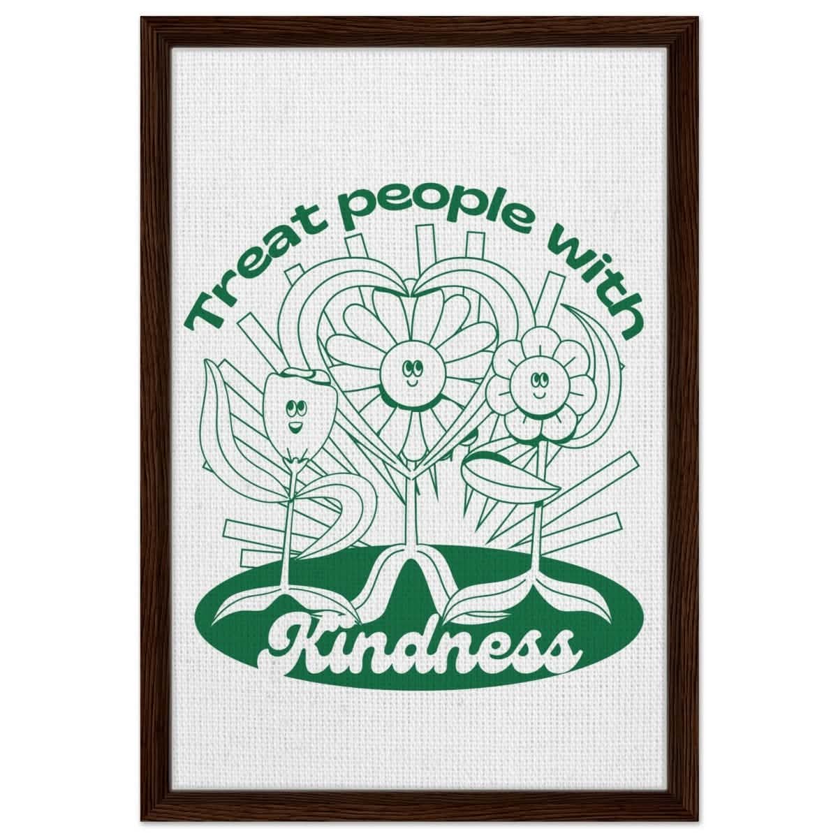 Digital Pop Art wall art print | Treat People With Kindness - Framed Canvas - 40x60 cm / 16x24″ - Dark wood frame