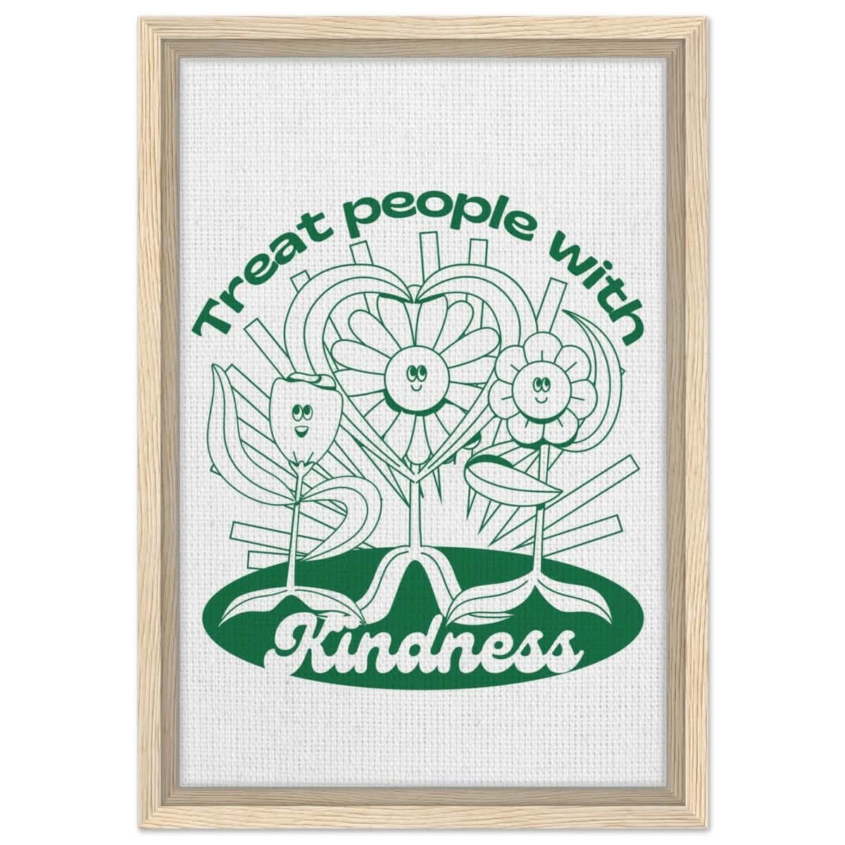 Digital Pop Art wall art print | Treat People With Kindness - Framed Canvas - 30x45 cm / 12x18″ - Wood frame