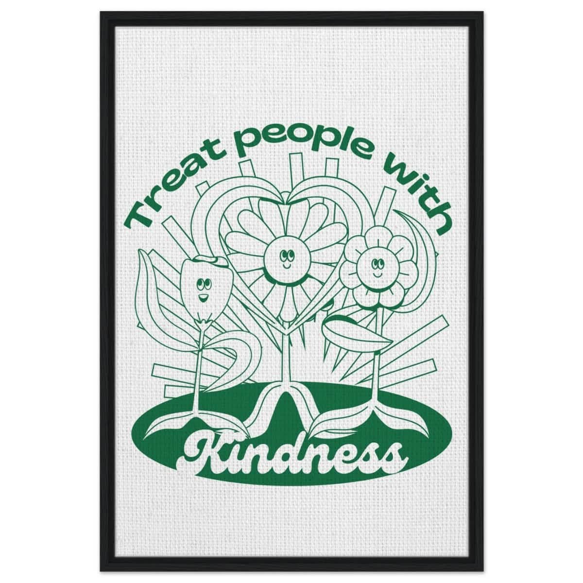 Digital Pop Art wall art print | Treat People With Kindness - Framed Canvas - 60x90 cm / 24x36″ - Black frame