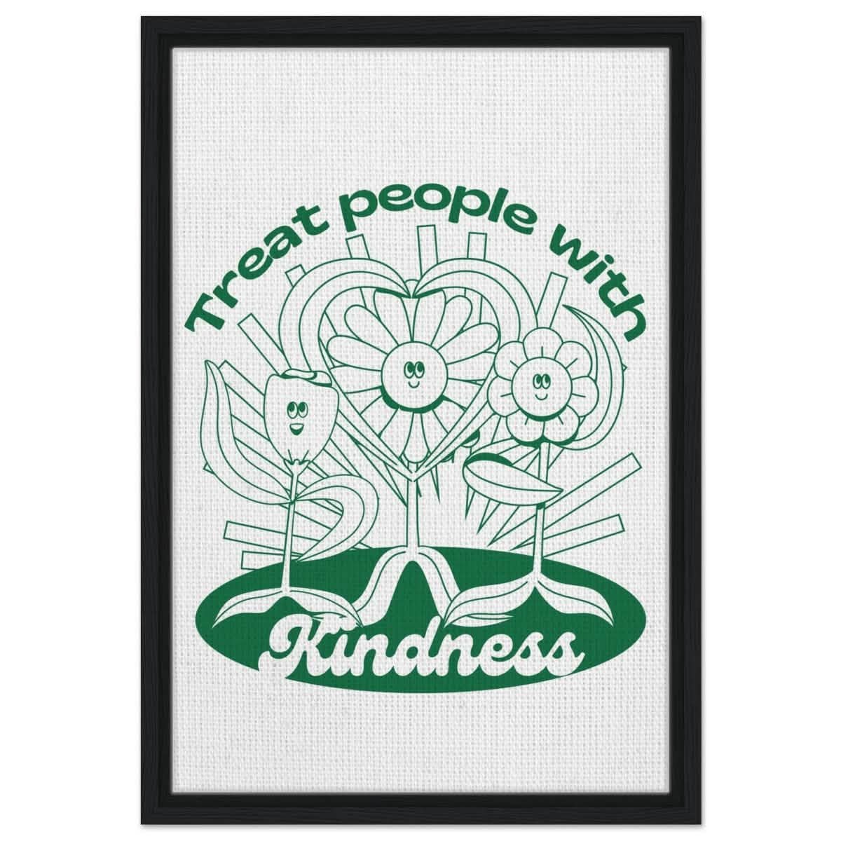 Digital Pop Art wall art print | Treat People With Kindness - Framed Canvas - 40x60 cm / 16x24″ - Black frame
