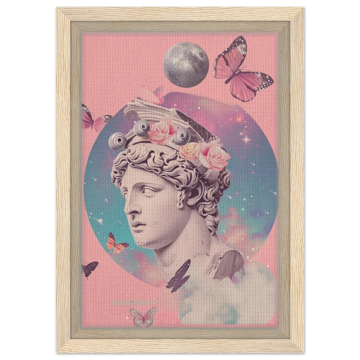 Divine Daydream – Neo - Classical Cosmic Reverie | Wall Art Print - Framed Canvas - 20x30 cm / 8x12″ - Wood frame