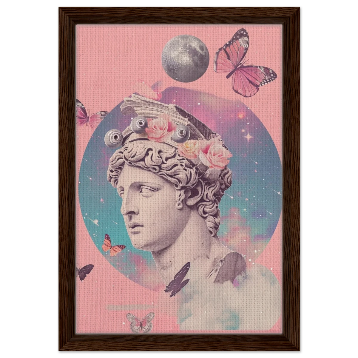 Divine Daydream – Neo - Classical Cosmic Reverie | Wall Art Print - Framed Canvas - 30x45 cm / 12x18″ - Dark wood frame